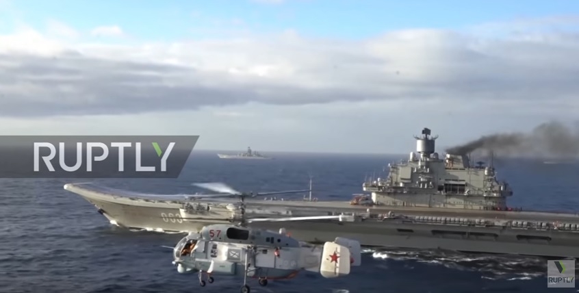 Вижте единствения руски самолетоносач в действие (ВИДЕО)