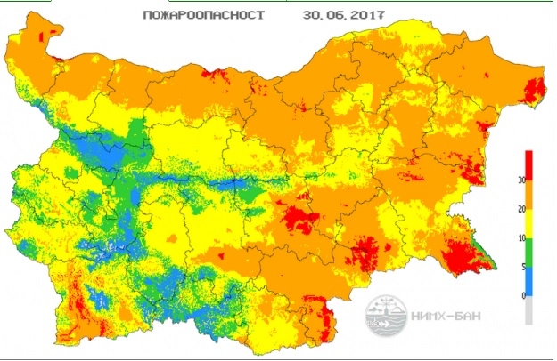 НИМХ показа КАРТА с екстремален индекс, 10 области в страната ги грози голяма опасност!
