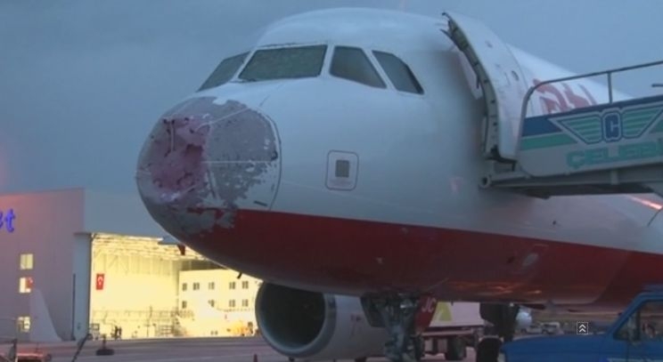 Градушка връхлетя самолет и стана голяма беля (ВИДЕО)