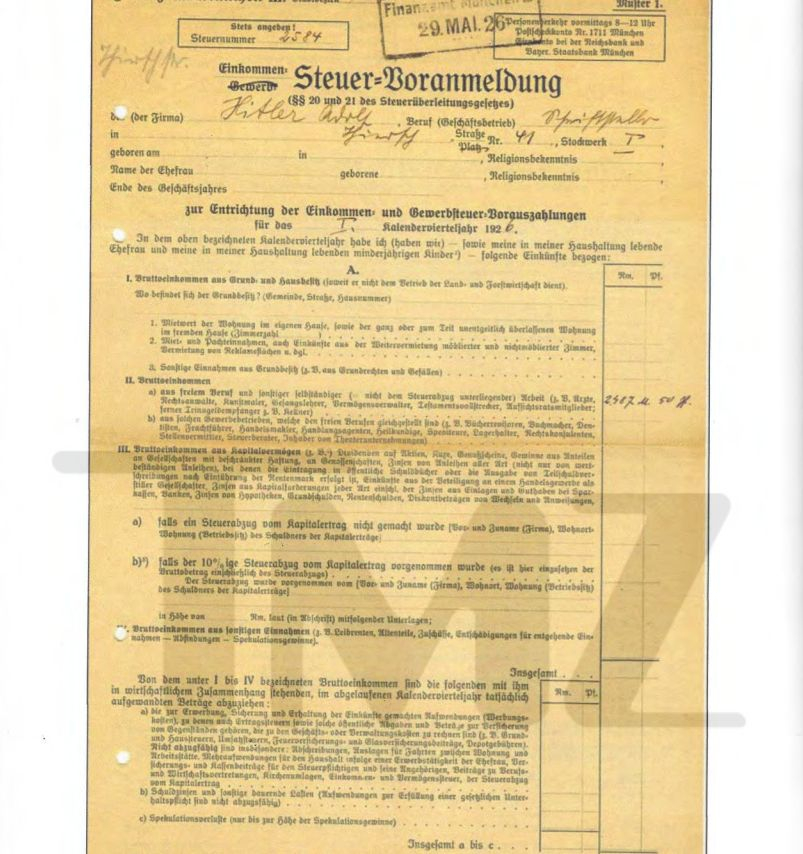 Продават важен ДОКУМЕНТ, който разкрива колко пари е притежавал Фюрера към 1926 г.