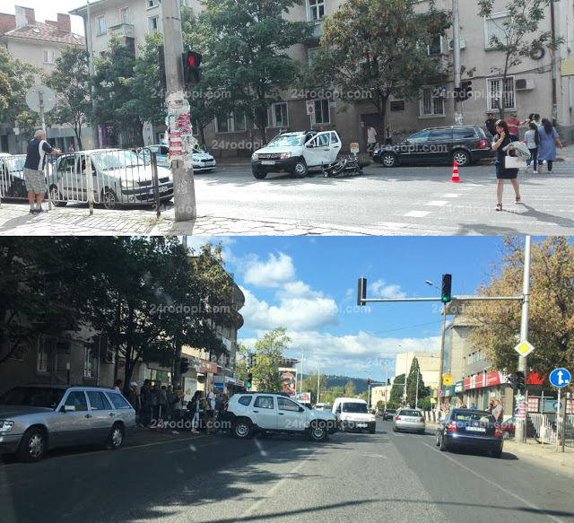 Шофьор на джип направи забранена маневра на пъпа на Кърджали и прати моторист в болница (СНИМКИ/ВИДЕО)