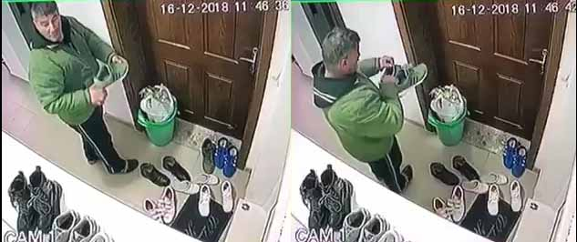 Мъж по чехли се спря пред вратата на апартамент, огледа се хубаво и направи нещо много гнусно (ВИДЕО)