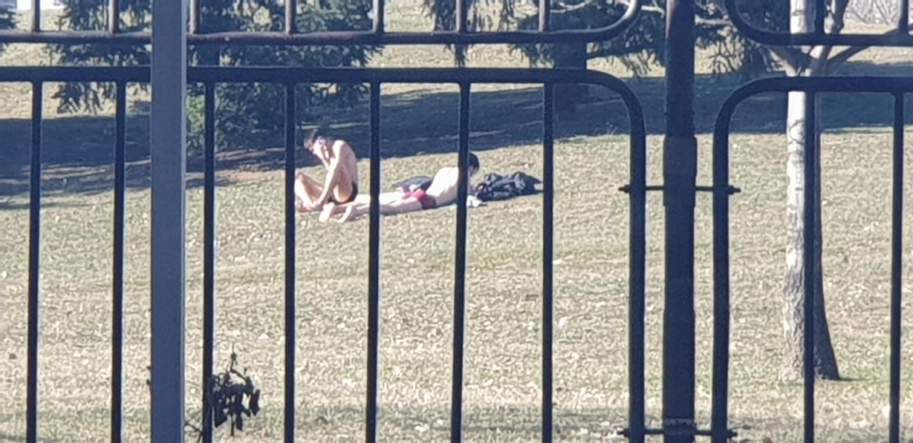 Полуголи мъже в градинката около НДК сащисаха мрежата (СНИМКИ 18+)