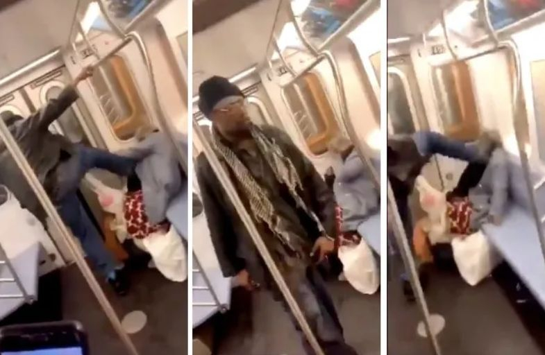 Шок в метрото на Ню Йорк! Чернокож рита старица в главата, целият влак мълчи и снима (ВИДЕО)