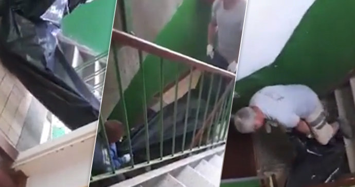Отвратително: Погребални агенти влачат труп като торба с боклук (ВИДЕО 18+)