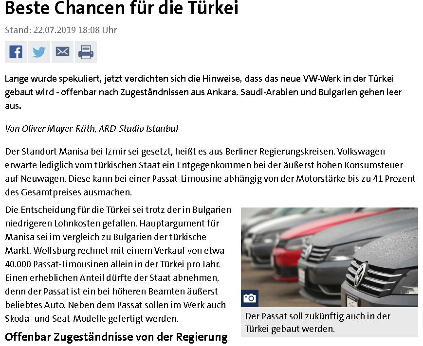 ARD разби мечтите на България за завод на Volkswagen