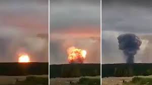 Вижте страшната гъба от взрива в оръжейния склад в Русия ВИДЕО