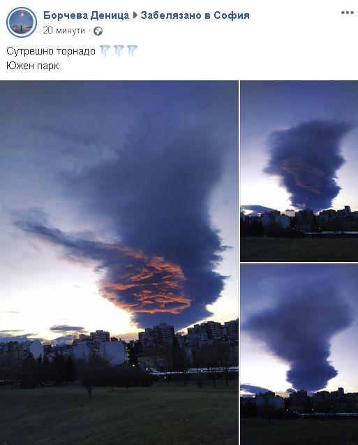 Зловещо торнадо преди пороя в София повали дървета и стресна мрежата СНИМКИ