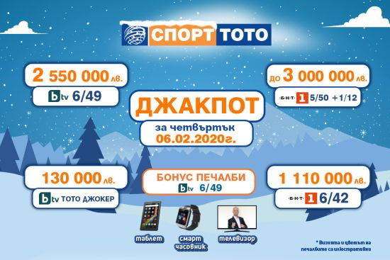 Щастливият февруари започна със 7 000 000 лева в СПОРТ ТОТО