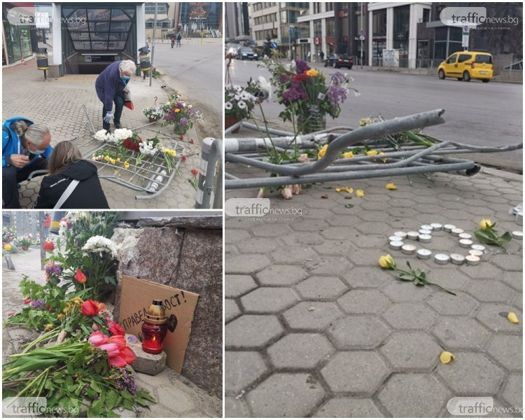 Десетки се стичат на лобното място на Милен Цветков СНИМКИ 