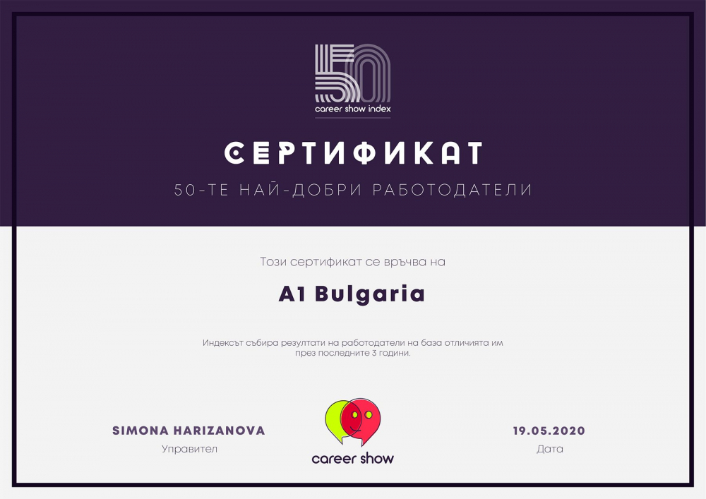 А1 води в класацията за най-добър работодател Career Show Index 2020