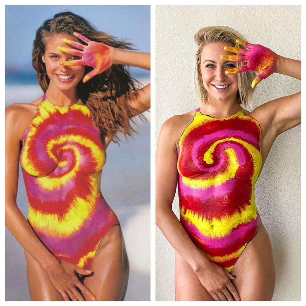 Секси момичета повториха култови СНИМКИ 18+ на моделки по бански