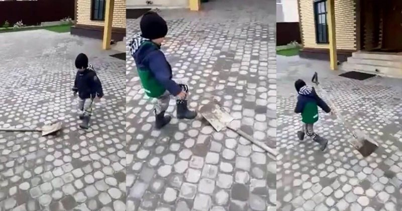 Опитът е безценен! Конфронтацията на момче с лопата ВИДЕО
