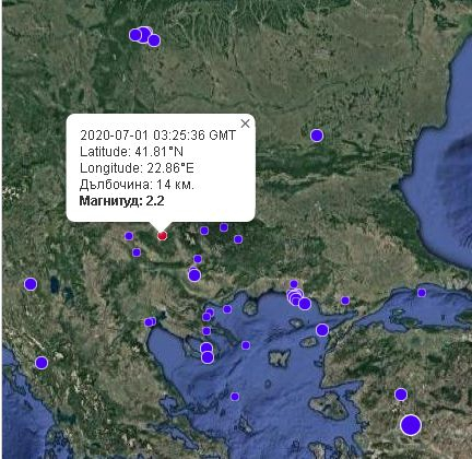 Земетресение люшна България