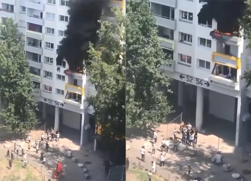 Минувачи спасиха деца, които скочиха от горящ апартамент  ВИДЕО