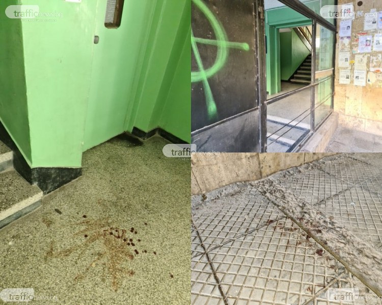 Зловещ екшън окървави вход в пловдивски блок СНИМКИ 18+