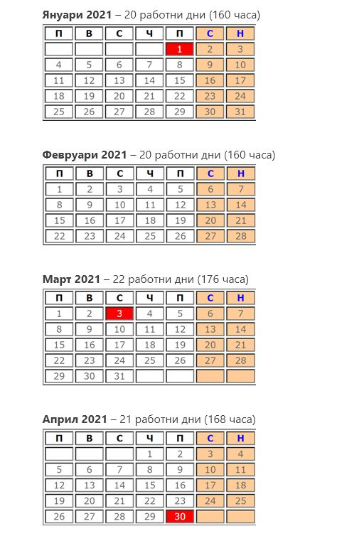 Кога са почивните дни през 2021 година и варианти за дълъг отпуск ТАБЛИЦИ