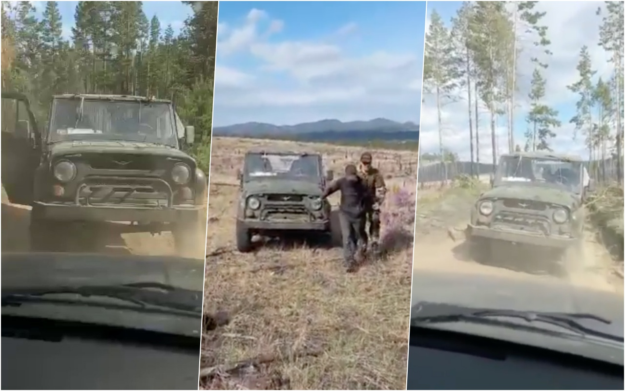 Екшън: Бракониери бягат с УАЗ-ка на заден ход от горските ВИДЕО
