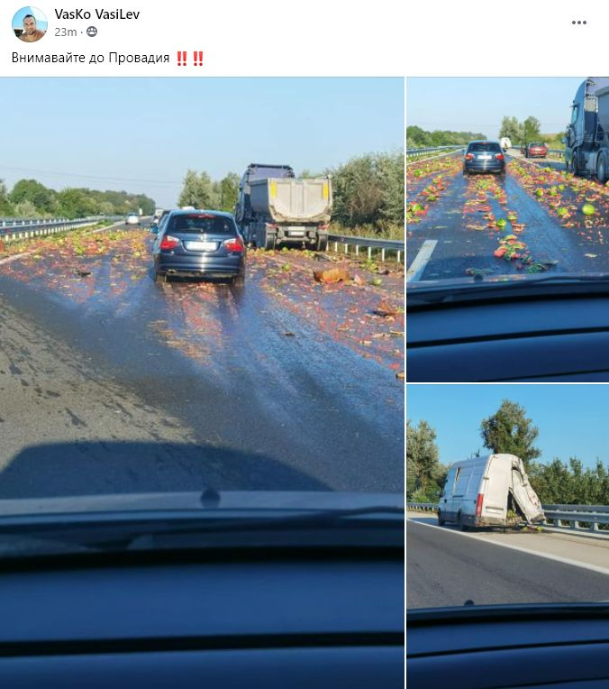 Първо в БЛИЦ! Кошмар на магистралата край Шумен заради невиждан инцидент СНИМКИ