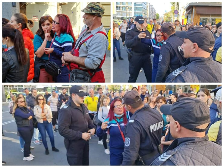 Огън жена разпердушини всички на протеста срещу зелените сертификати в Бургас ВИДЕО