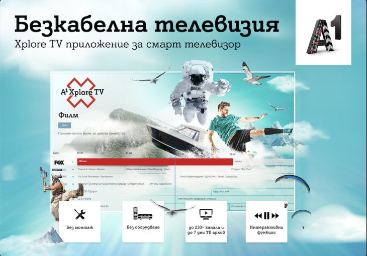 Клиентите на ТВ услуга от А1 могат да ползват безплатно приложението Xplore TV за смарт телевизор като допълнителен приемник 