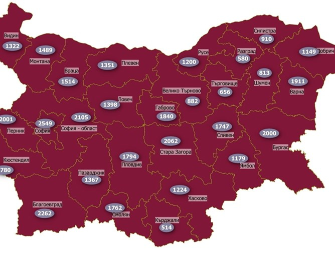 Цяла България вече е в тъмночервената зона КАРТА