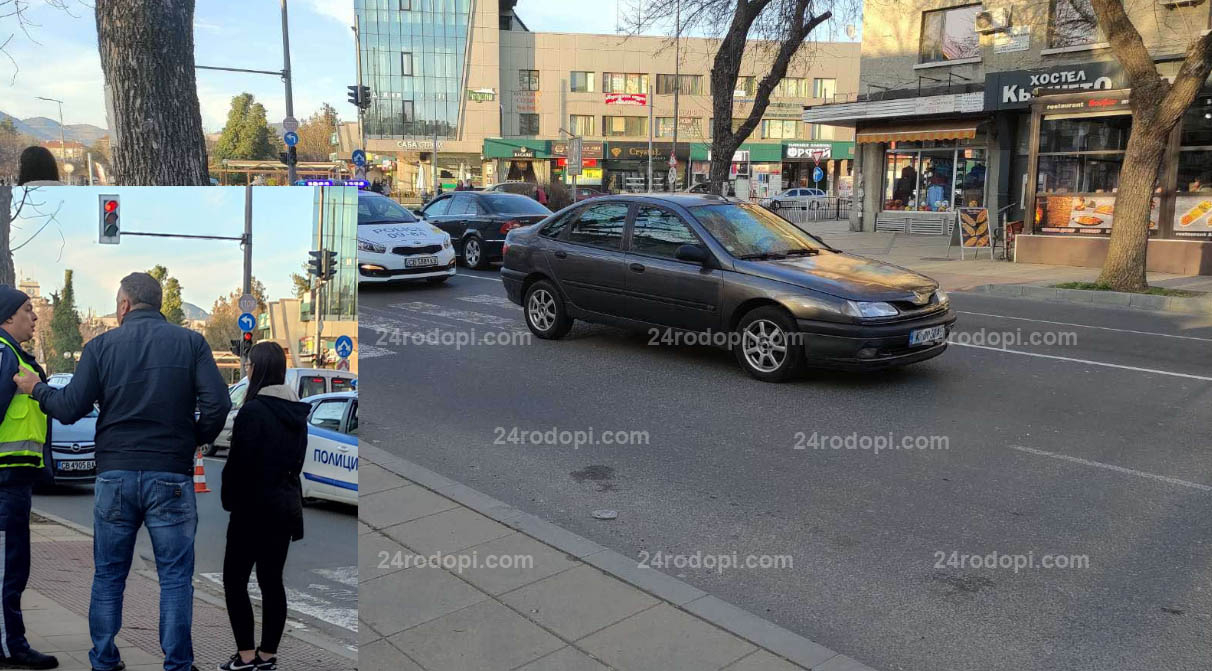 Млада шофьорка направи голяма беля на пешеходна пътека в центъра на Кърджали ВИДЕО