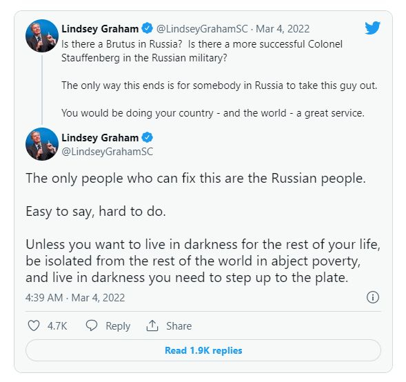 Американски сенатор поиска Путин да бъде убит и ето какво чу в отговор