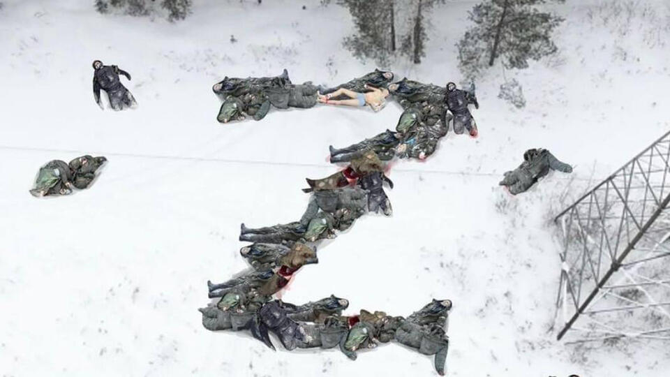Украинци изписаха буквата Z с труповете на мъртви руски войници, истината е потресаваща СНИМКА 