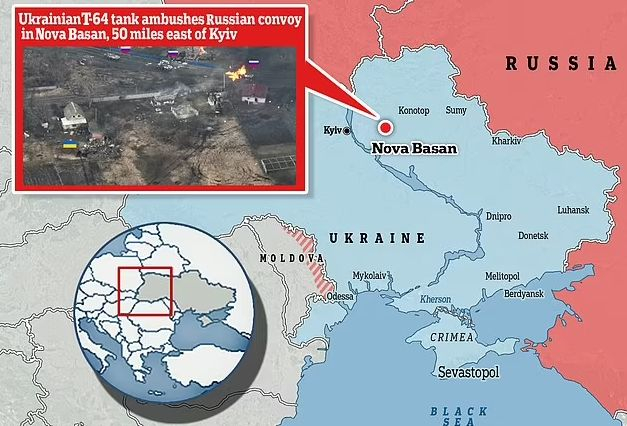 ВИДЕО от войната! Украински танк унищожава цяла колона от руски БТР-и