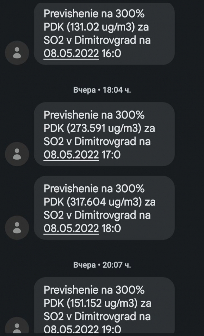 В Димитровград отново са отчетени завишени норми на серния диоксид
