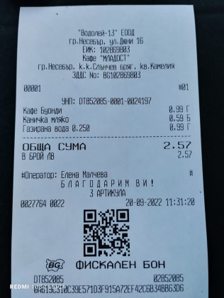 Жена смая мрежата с автентична КАСОВА БЕЛЕЖКА от кафе в Слънчев бряг 