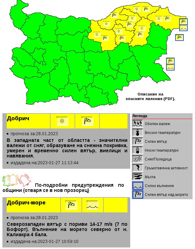НИМХ алармира: Опасно време сковава тези 7 области на България! Гответе се за... КАРТА