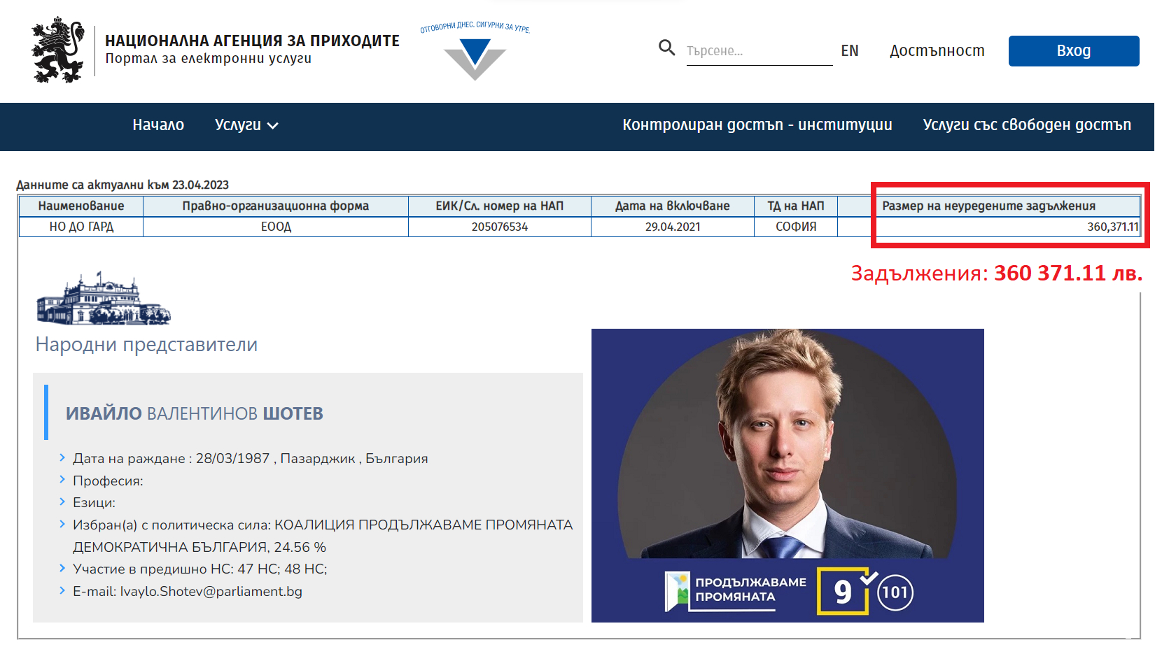 Депутат от ПП прехвърлил фирма с голям дълг към НАП на баща си – ексслужител на ДС