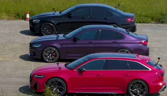 Кой ще победи: Зрелищна битка между "заредени" модели на Audi, BMW и Mercedes-AMG ВИДЕО