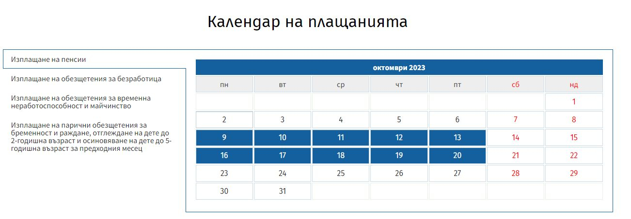 Важни новини от НОИ за изплащанията на пенсии и обезщетения за октомври ГРАФИК