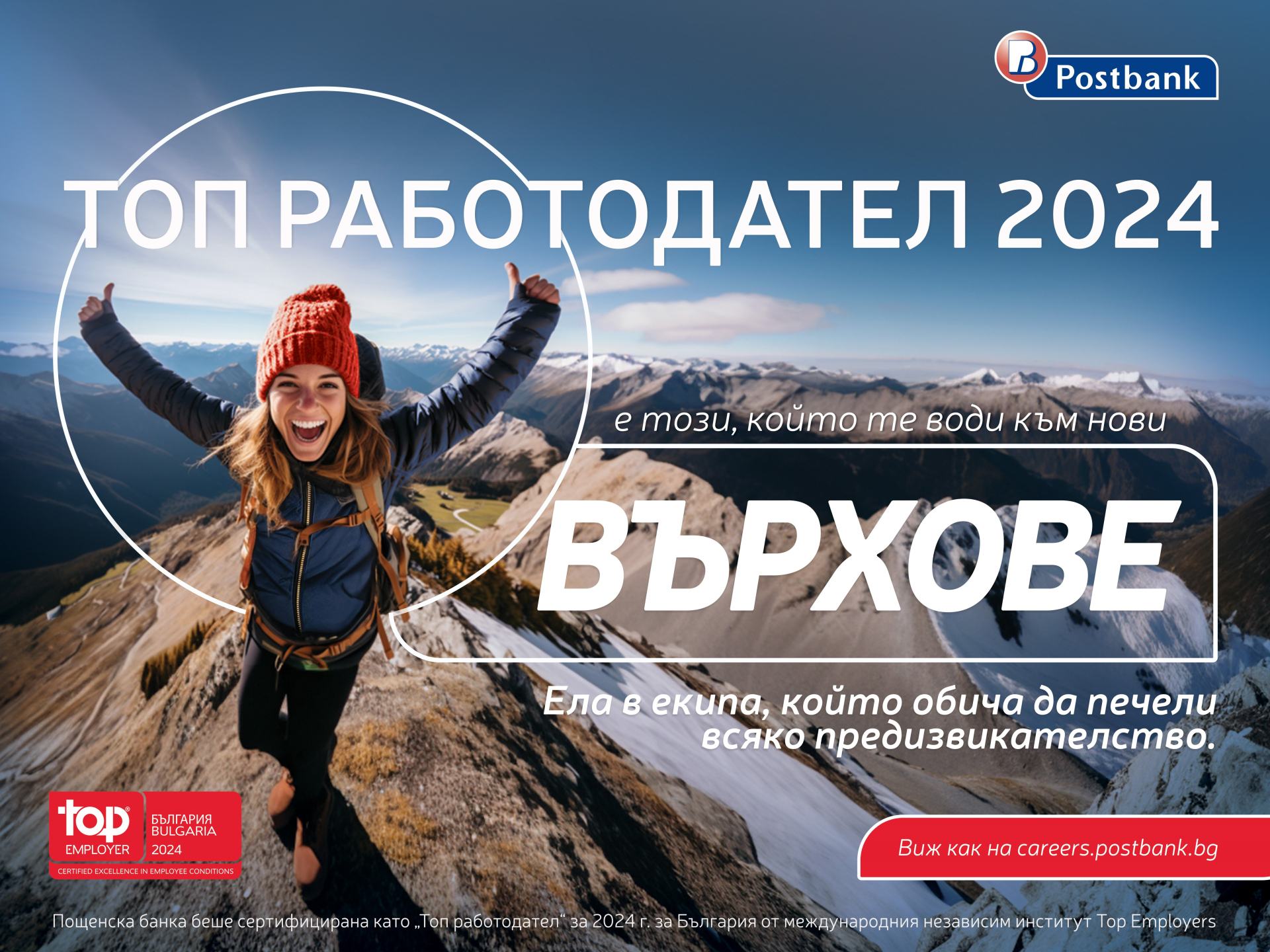 Пощенска банка отново получи международното отличие  „Топ работодател“ 