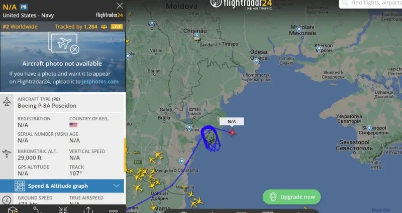 Самолети разузнавачи на НАТО се държат странно в района на Черно море