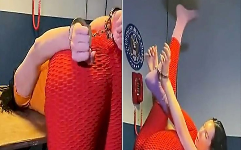 Уникално ВИДЕО запечата как окована арестантка се освободи и избяга от полицейското управление