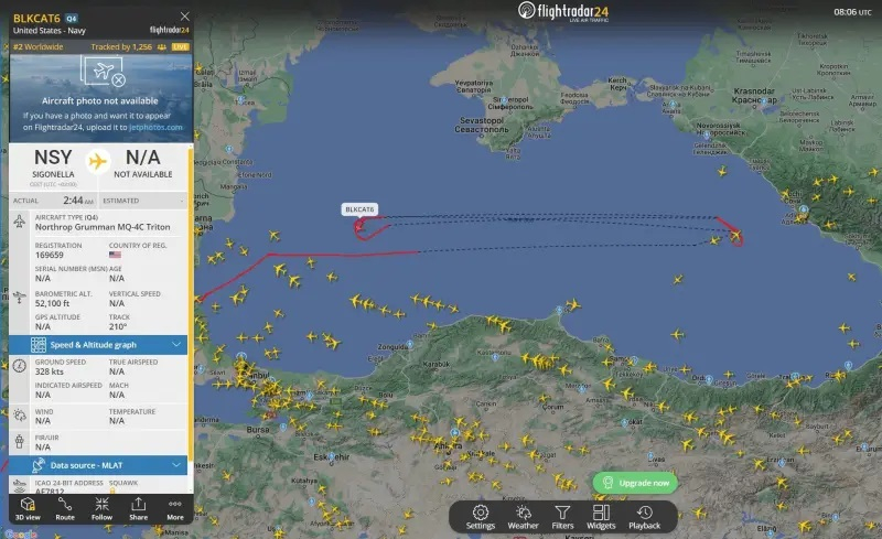 Невиждан до сега нов US дрон кръжи над Черно море