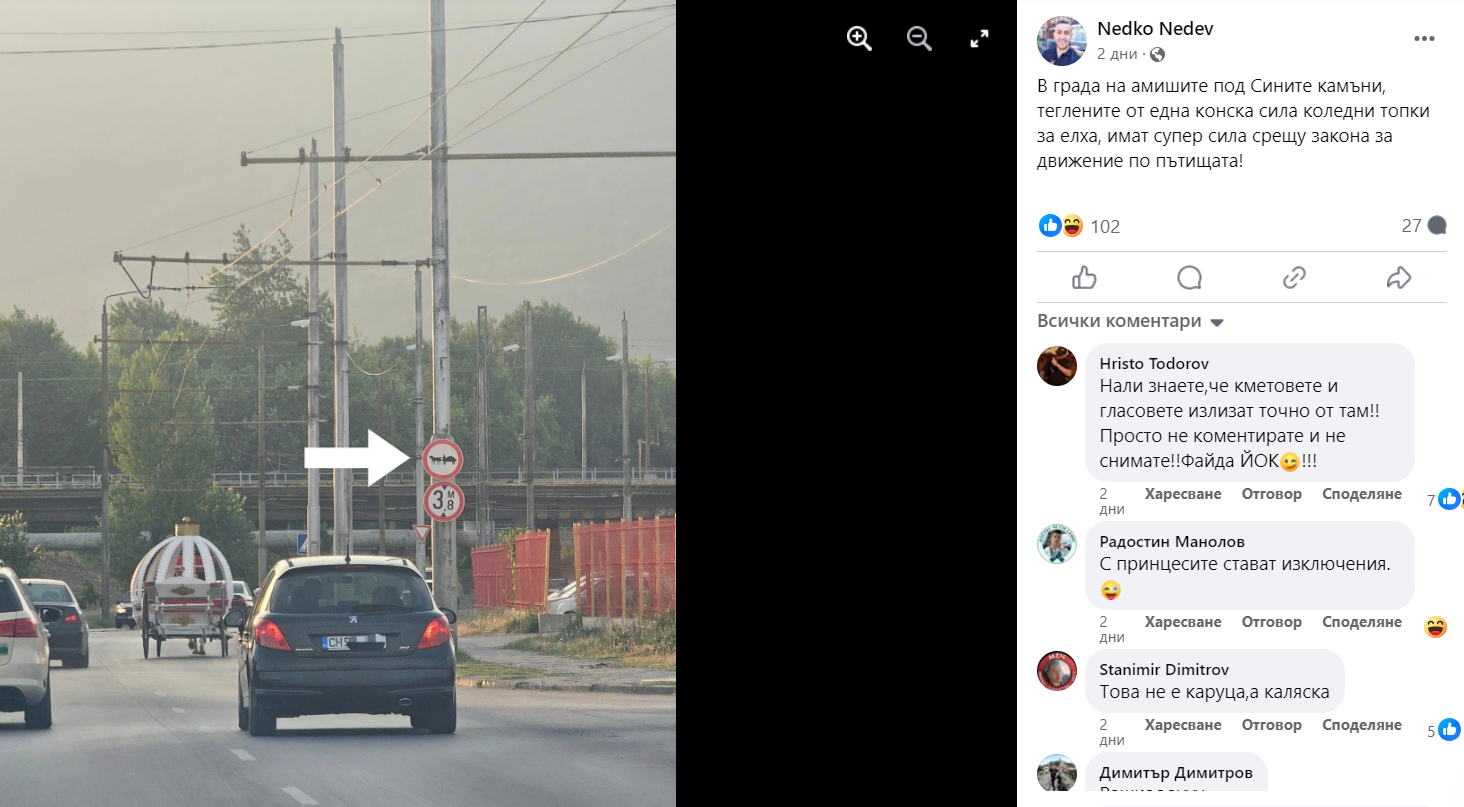С каляска на пътя: Тази СНИМКА от Сливен изуми мрежата