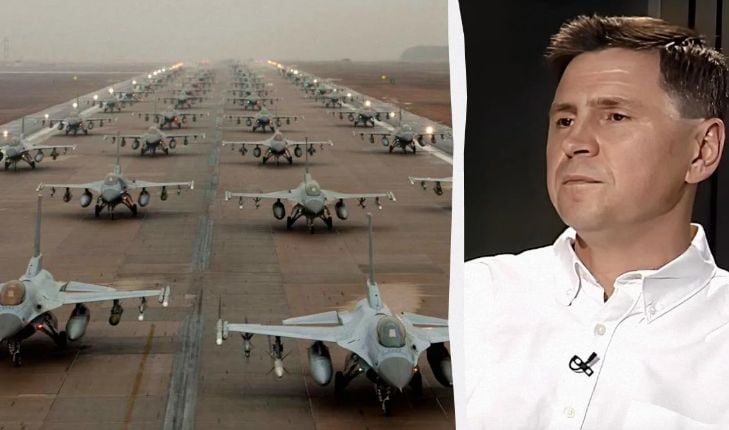 Подоляк с абстрактна информация за първите F-16 в Украйна КАРТА