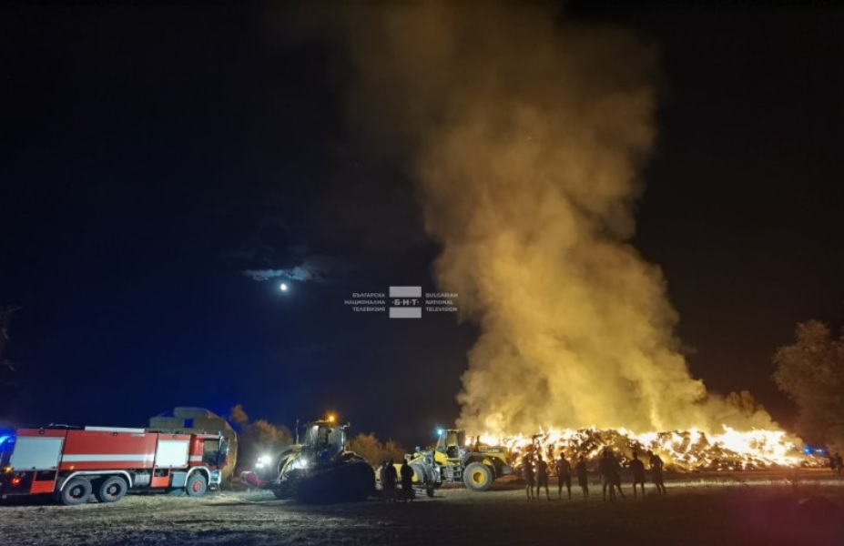 Пожар пламна по тъмно край Пловдив СНИМКИ