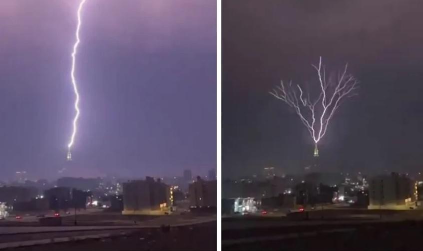Страшно и красиво: ВИДЕО показва как мълния удря часовникова кула