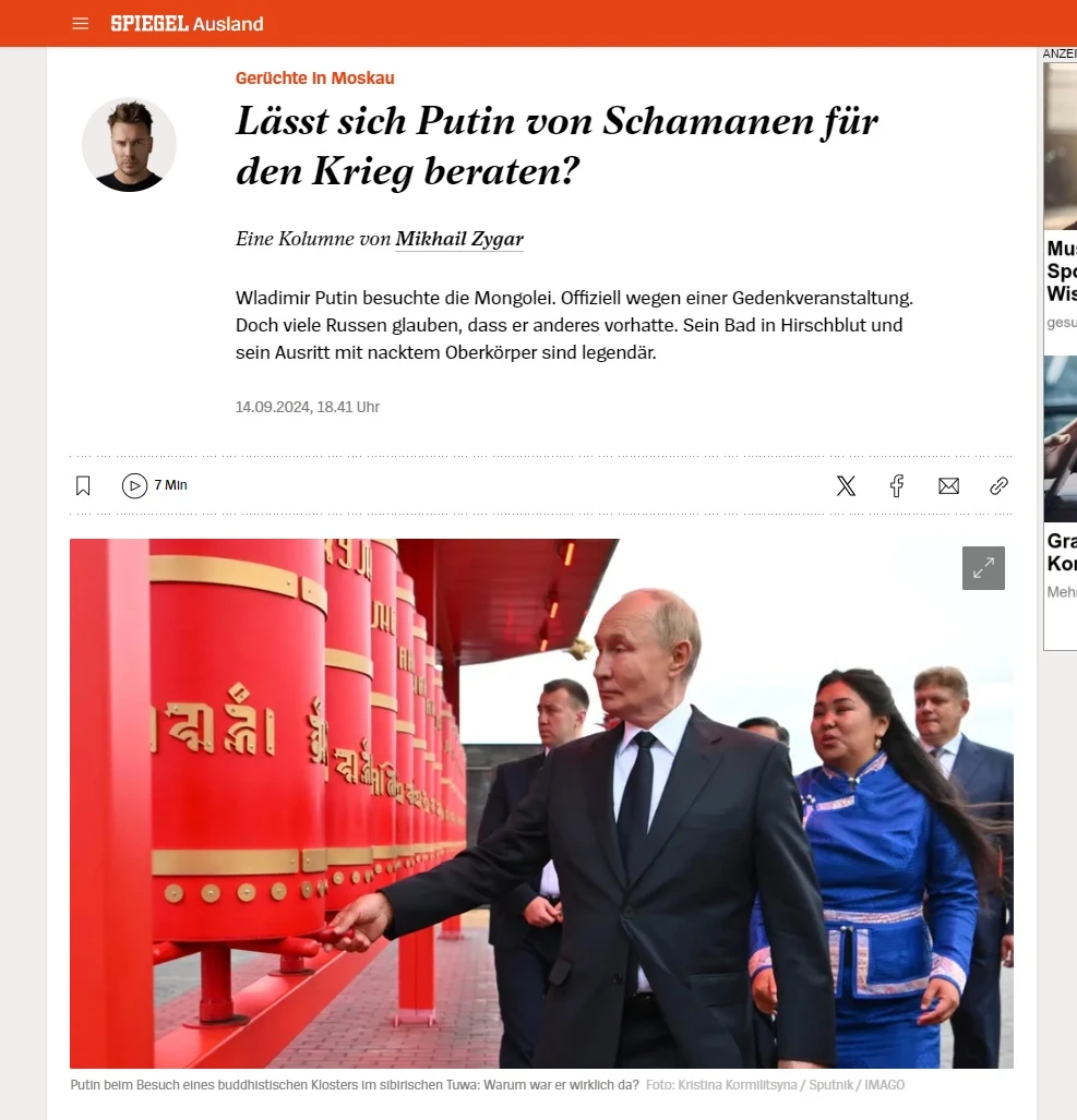 Der Spiegel: Путин посети Монголия за благословията на шаманите за ядреното оръжие