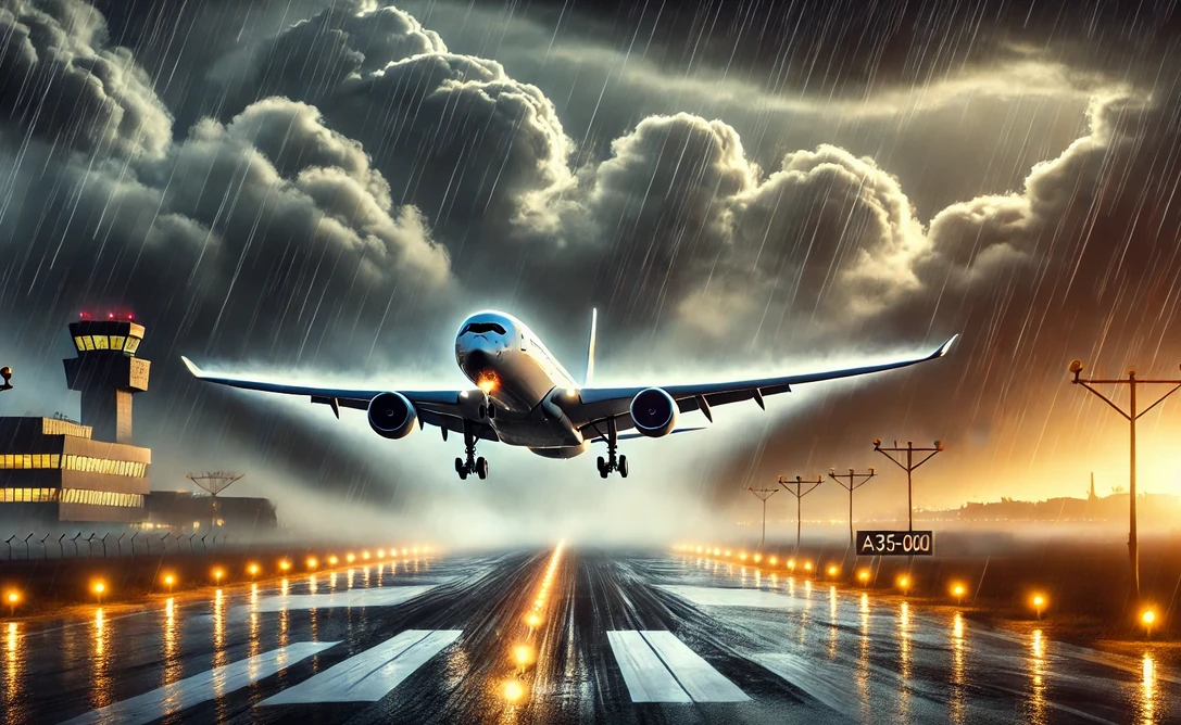 Майсторство във въздуха: Пилот на Airbus приземи самолет по време на ураган над Лондон ВИДЕО
