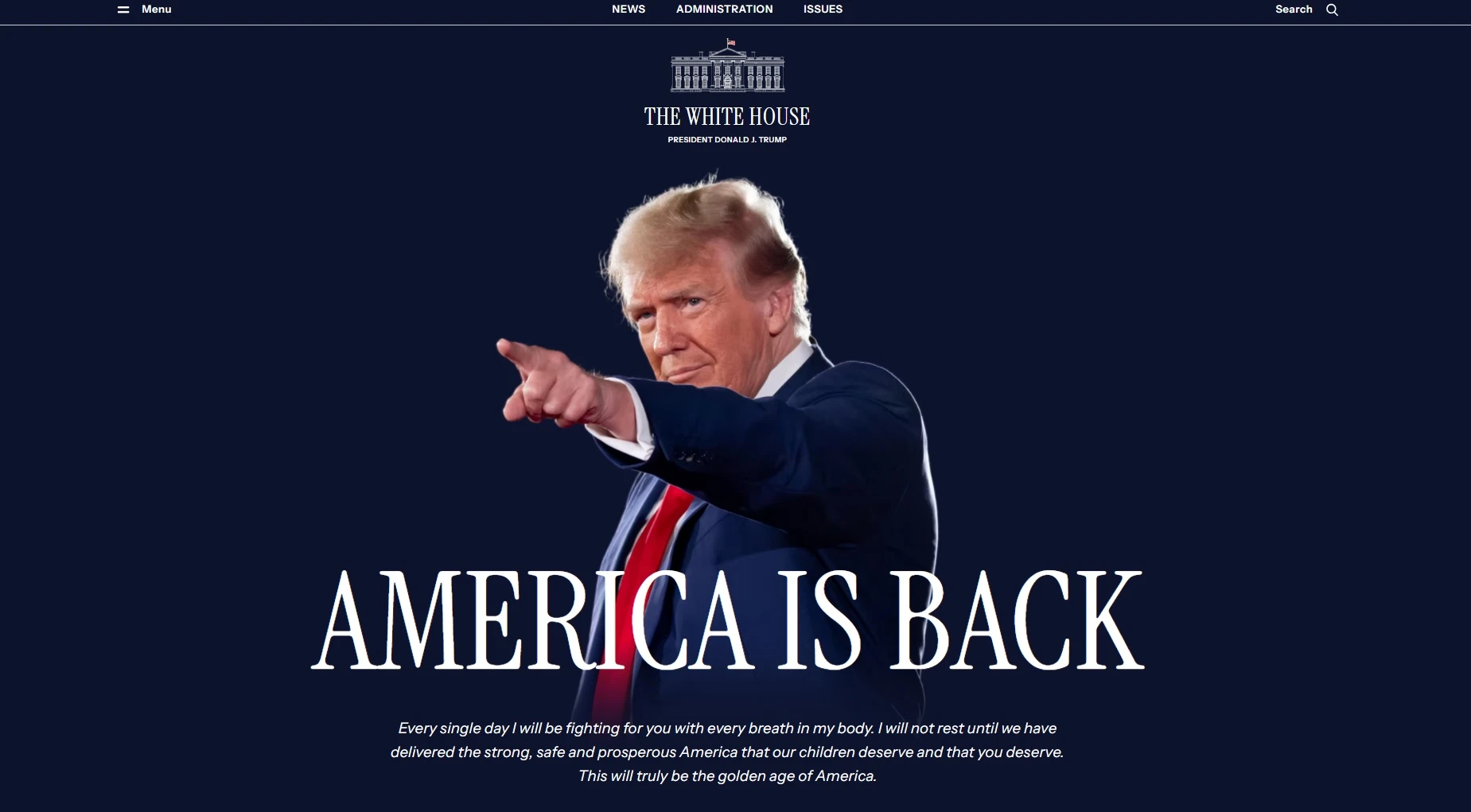 Сайтът на Белия дом: Америка се завърна!