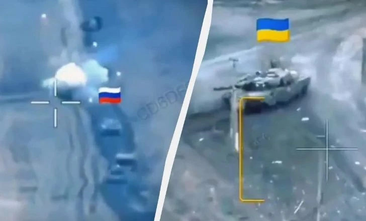 Украински Leopard унищожи бронирана руска колона край Покровск ВИДЕО