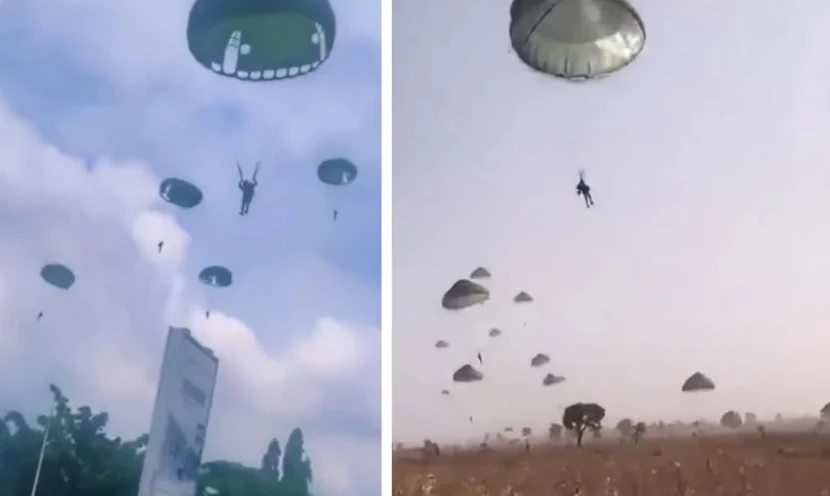 Мрежата се смее на този въздушен десант на военни ВИДЕО