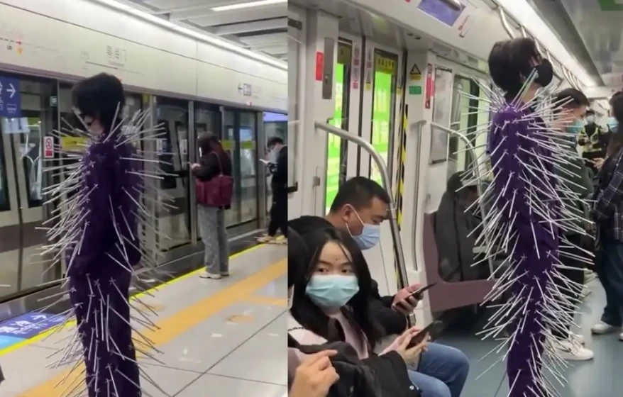Мъж намери нетрадиционен начин да защити личното си пространство в метрото ВИДЕО